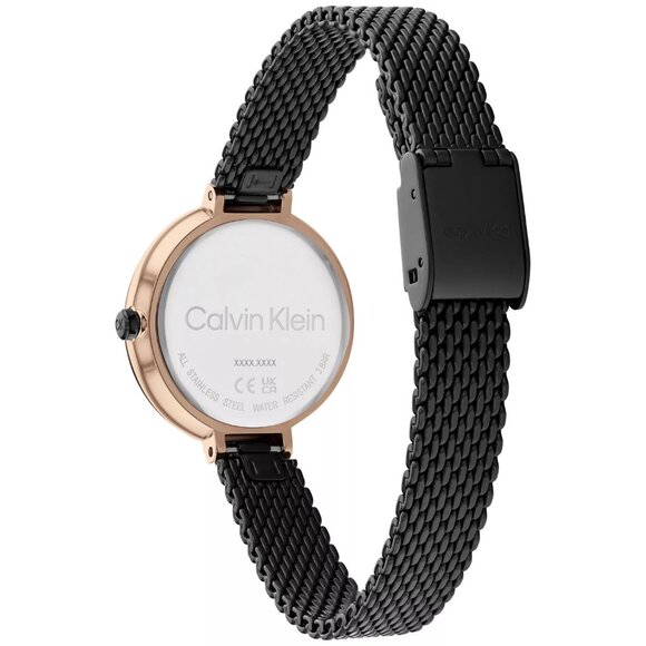 Calvin Klein Black Stainless Steel Mesh Bracelet Watch 28mm - Picture 3 of 5